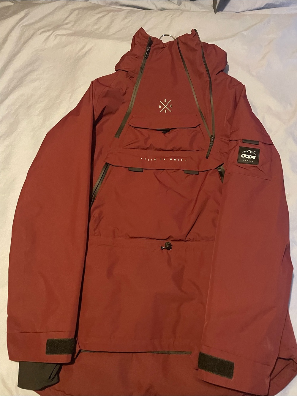 DOPE Men's Ski Anorak Jacket in Burgundy Red